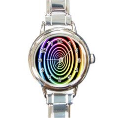 Hypnotic Circle Rainbow Round Italian Charm Watch
