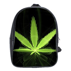 Marijuana Weed Drugs Neon Green Black Light School Bag (large) by Mariart