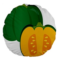 Pumpkin Peppers Green Yellow Large 18  Premium Round Cushions