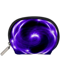 Purple Black Star Neon Light Space Galaxy Accessory Pouches (small) 