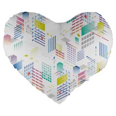 Layer Capital City Building Large 19  Premium Heart Shape Cushions