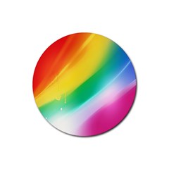 Red Yellow White Pink Green Blue Rainbow Color Mix Rubber Coaster (round)  by Mariart