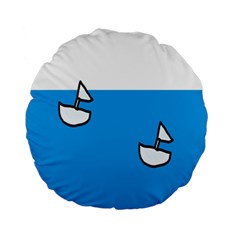 Ship Sea Beack Sun Blue Sky White Water Standard 15  Premium Round Cushions