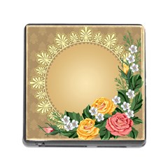 Rose Sunflower Star Floral Flower Frame Green Leaf Memory Card Reader (square) by Mariart