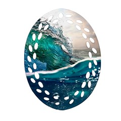 Sea Wave Waves Beach Water Blue Sky Oval Filigree Ornament (two Sides) by Mariart