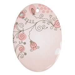 Simple Flower Polka Dots Pink Ornament (oval) by Mariart