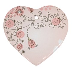 Simple Flower Polka Dots Pink Ornament (heart) by Mariart