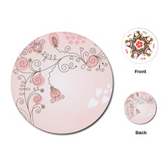 Simple Flower Polka Dots Pink Playing Cards (round)  by Mariart
