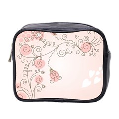 Simple Flower Polka Dots Pink Mini Toiletries Bag 2-side
