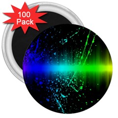 Space Galaxy Green Blue Black Spot Light Neon Rainbow 3  Magnets (100 Pack) by Mariart