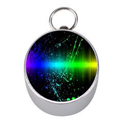 Space Galaxy Green Blue Black Spot Light Neon Rainbow Mini Silver Compasses by Mariart