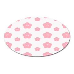 Star Pink Flower Polka Dots Oval Magnet by Mariart