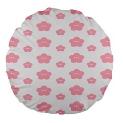 Star Pink Flower Polka Dots Large 18  Premium Flano Round Cushions by Mariart
