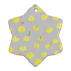 Cute Fruit Cerry Yellow Green Pink Snowflake Ornament (two Sides) by Mariart