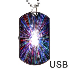 Seamless Animation Of Abstract Colorful Laser Light And Fireworks Rainbow Dog Tag Usb Flash (two Sides)