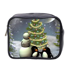 Funny Snowman With Penguin And Christmas Tree Mini Toiletries Bag 2-side by FantasyWorld7