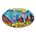 Magic cube abstract art Oval Magnet