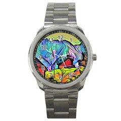 Magic Cube Abstract Art Sport Metal Watch by NouveauDesign