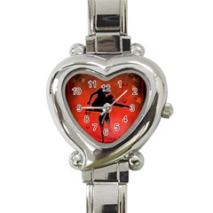 Dancing Couple On Red Background With Flowers And Hearts Heart Italian Charm Watch by FantasyWorld7