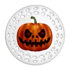 Halloween Pumpkin Round Filigree Ornament (two Sides) by Valentinaart