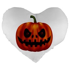 Halloween Pumpkin Large 19  Premium Heart Shape Cushions by Valentinaart