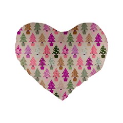 Christmas Tree Pattern Standard 16  Premium Flano Heart Shape Cushions by Valentinaart