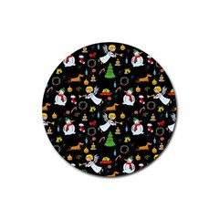 Christmas Pattern Rubber Round Coaster (4 Pack)  by Valentinaart