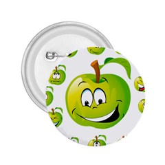 Apple Green Fruit Emoji Face Smile Fres Red Cute 2 25  Buttons