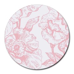 Vintage Pink Floral Round Mousepads by NouveauDesign