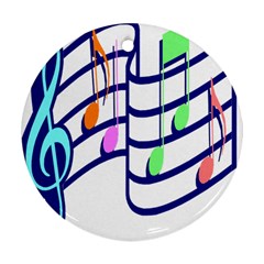 Music Note Tone Rainbow Blue Pink Greeen Sexy Round Ornament (two Sides)