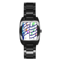 Music Note Tone Rainbow Blue Pink Greeen Sexy Stainless Steel Barrel Watch by Mariart