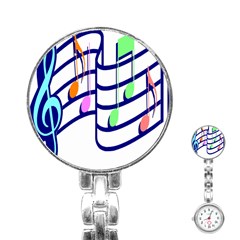 Music Note Tone Rainbow Blue Pink Greeen Sexy Stainless Steel Nurses Watch