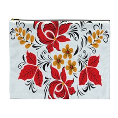 Flower Red Rose Star Floral Yellow Black Leaf Cosmetic Bag (xl)
