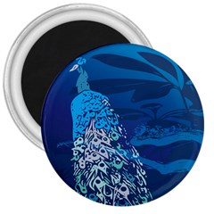 Peacock Bird Blue Animals 3  Magnets