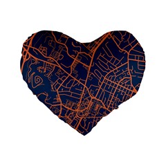 Virginia Map Art City Standard 16  Premium Flano Heart Shape Cushions by Mariart