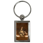 Awesome Skull With Rat On Vintage Background Key Chains (Rectangle) 