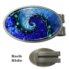 Nocturne Of Scorpio, A Fractal Spiral Painting Money Clips (oval)  by jayaprime