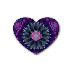 Beautiful Hot Pink And Gray Fractal Anemone Kisses Heart Coaster (4 Pack)  by jayaprime