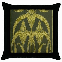 Art Nouveau Green Throw Pillow Case (black) by NouveauDesign