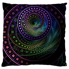 Oz The Great With Technicolor Fractal Rainbow Large Cushion Case (one Side) by jayaprime