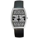 Ugly Christmas Sweater Barrel Style Metal Watch Front