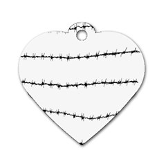Barbed Wire Black Dog Tag Heart (one Side) by Mariart
