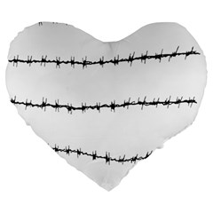 Barbed Wire Black Large 19  Premium Heart Shape Cushions