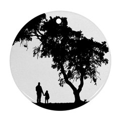 Black Father Daughter Natural Hill Round Ornament (two Sides)