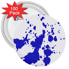Blue Plaint Splatter 3  Buttons (100 Pack)  by Mariart