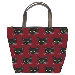 Face Cat Animals Red Bucket Bags