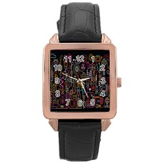 Features Illustration Rose Gold Leather Watch  by Mariart