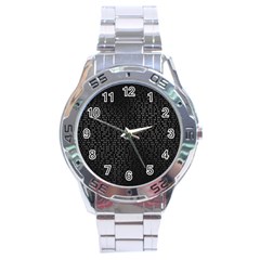 Gray Plaid Black Stainless Steel Analogue Watch
