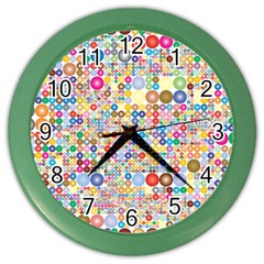 Circle Rainbow Polka Dots Color Wall Clocks