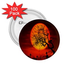 Helloween Midnight Graveyard Silhouette 2 25  Buttons (100 Pack)  by Mariart